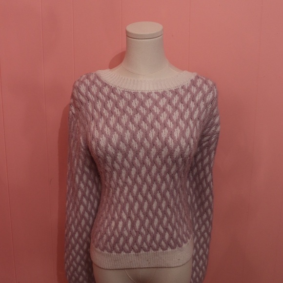 BOGO Dynamite Purple and White Patterned Women's Sweater - Picture 3 of 4